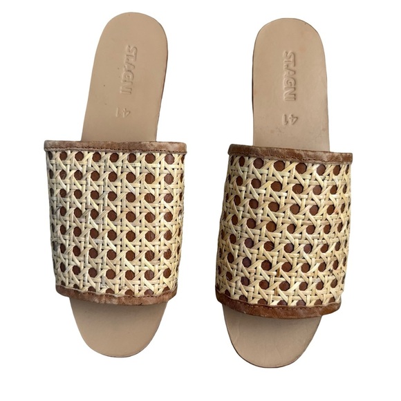 St. Agni Hennie Rattan Slide Sandals Sz 41/10 - Picture 6 of 15